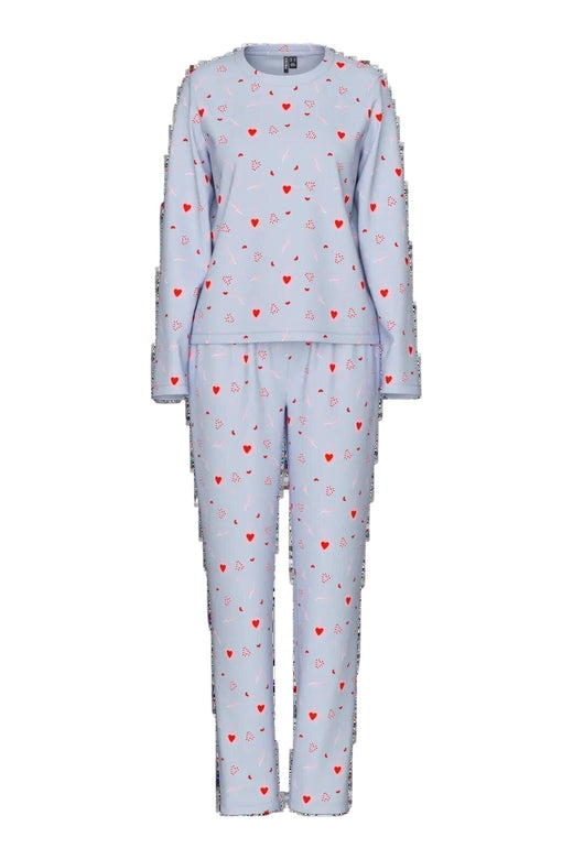 Pieces - Pcnaya Xmas Ls Nightwear Set - 4829536 Baby Lavender Coffee Heart Nattøj 