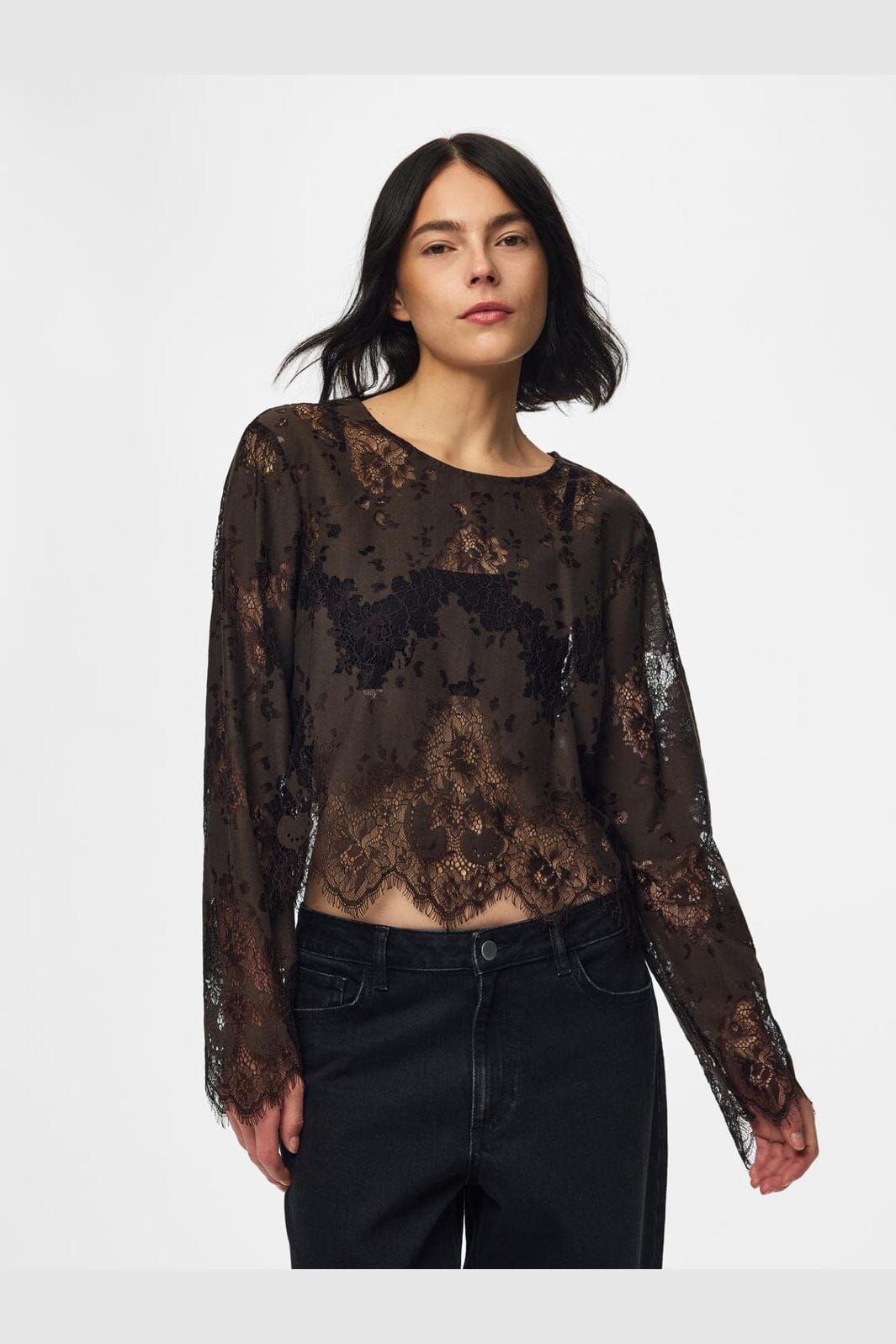 Pieces - Pcnorinne Ls Top - 5200464 Hot Fudge