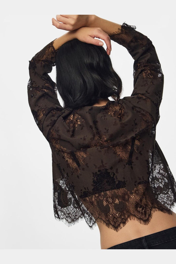 Pieces - Pcnorinne Ls Top - 5200464 Hot Fudge