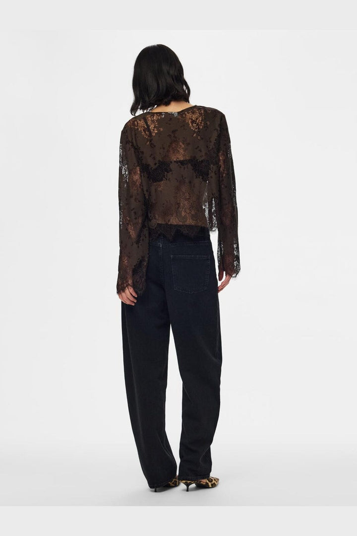 Pieces - Pcnorinne Ls Top - 5200464 Hot Fudge