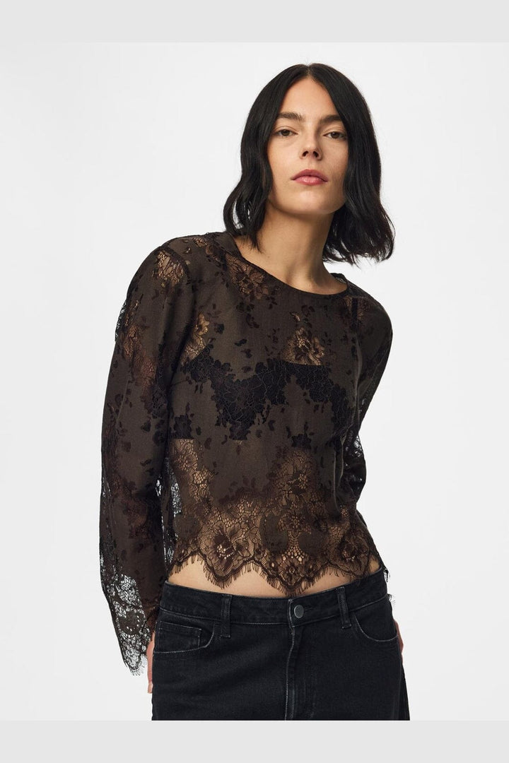 Pieces - Pcnorinne Ls Top - 5200464 Hot Fudge