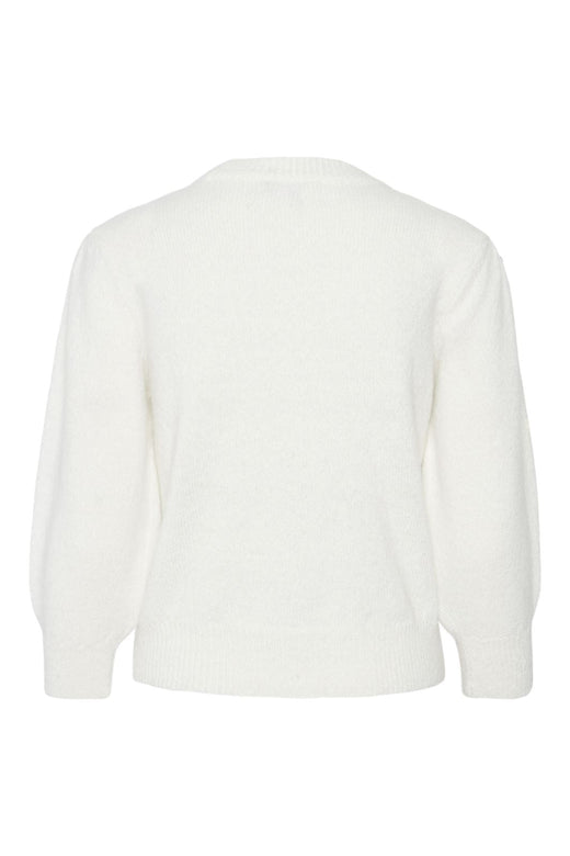 Pieces - Pcralba 2/4 O-Neck Pearl Knit - 4629452 Cloud Dancer Sequin And Pearls