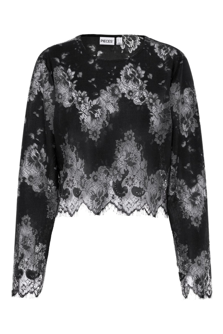 Pieces - Pcrinne Ls Lace Top Kca - 5071431 Black
