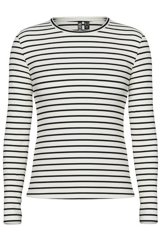 Pieces - Pcruka Ls Top - 4641385 Cloud Dancer New Black