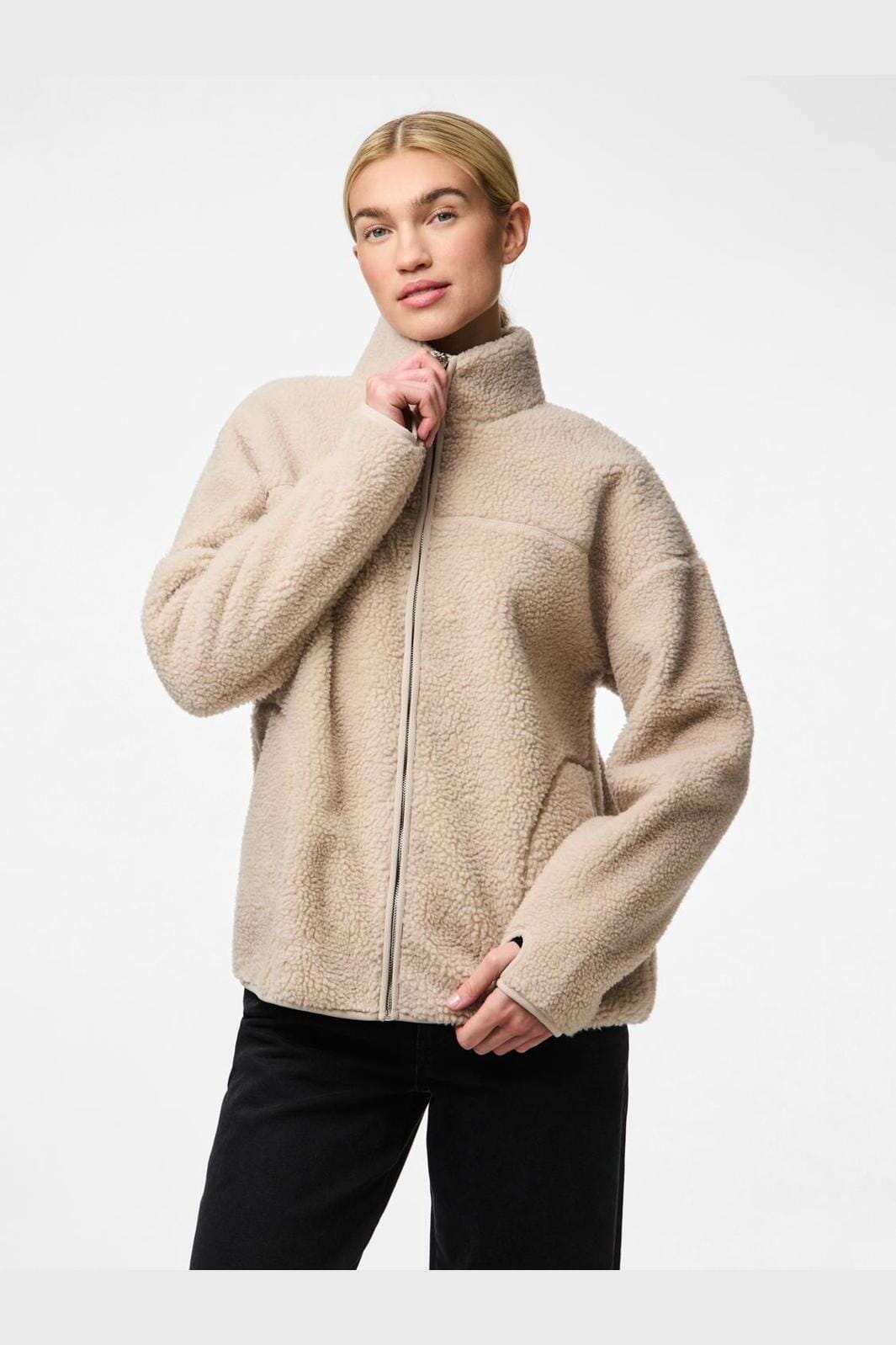 Pieces - Pcsadia Ls Teddy Jacket - 4640680 Silver Gray