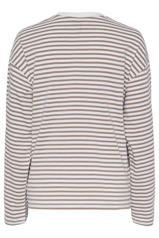 Pieces - Pcsadie Ls Top - 4402429 Cloud Dancer Fossil Bluser 