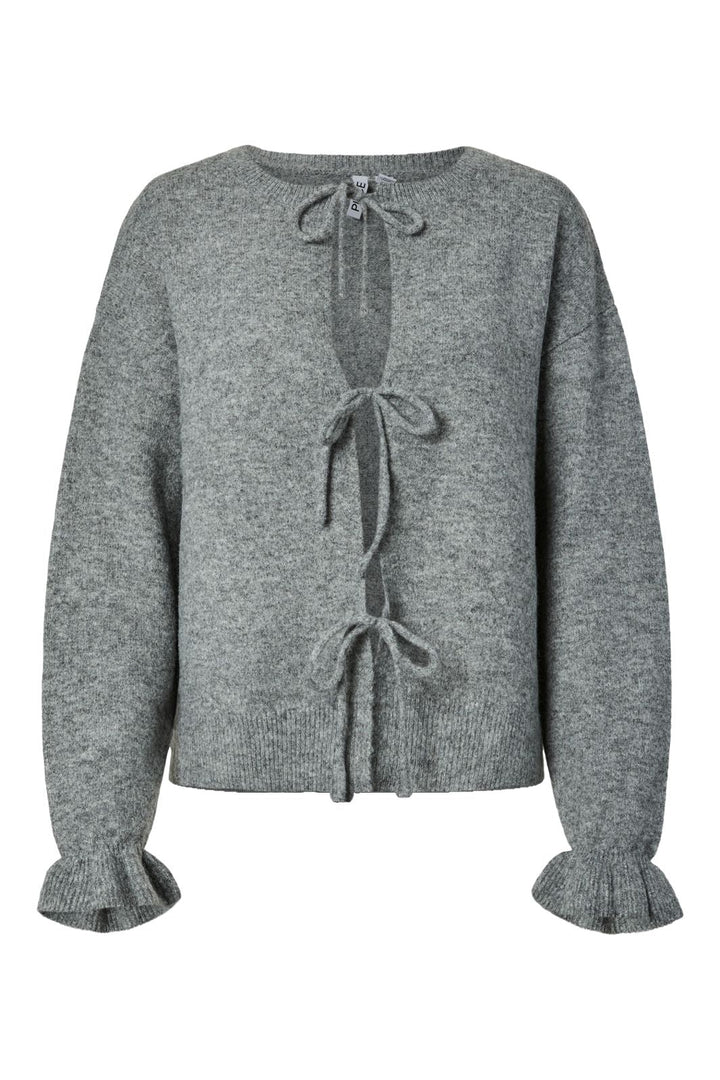 Pieces - Pcsally Rev Frill Cardigan Knit - 5050696 Medium Grey Melange