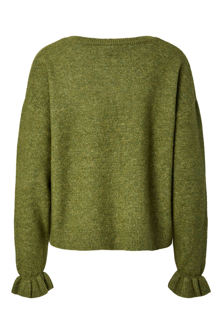 Pieces - Pcsally Rev Frill Cardigan Knit - 5087256 Sphagnum Melange