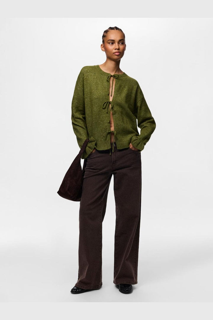 Pieces - Pcsally Rev Frill Cardigan Knit - 5087256 Sphagnum Melange