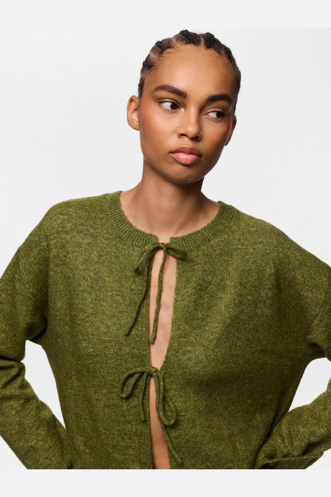 Pieces - Pcsally Rev Frill Cardigan Knit - 5087256 Sphagnum Melange