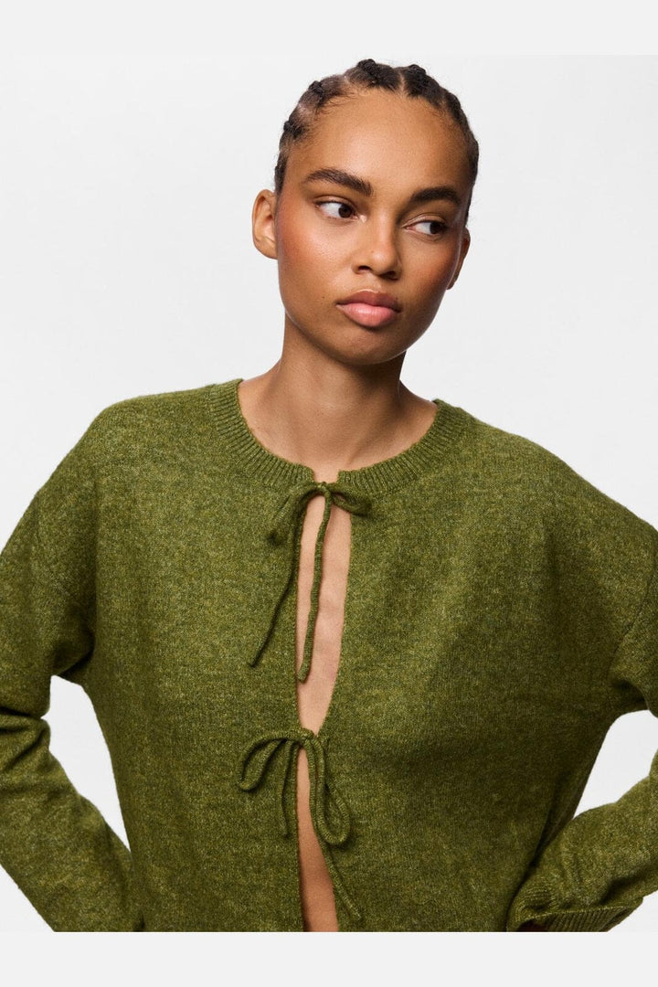 Pieces - Pcsally Rev Frill Cardigan Knit - 5087256 Sphagnum Melange