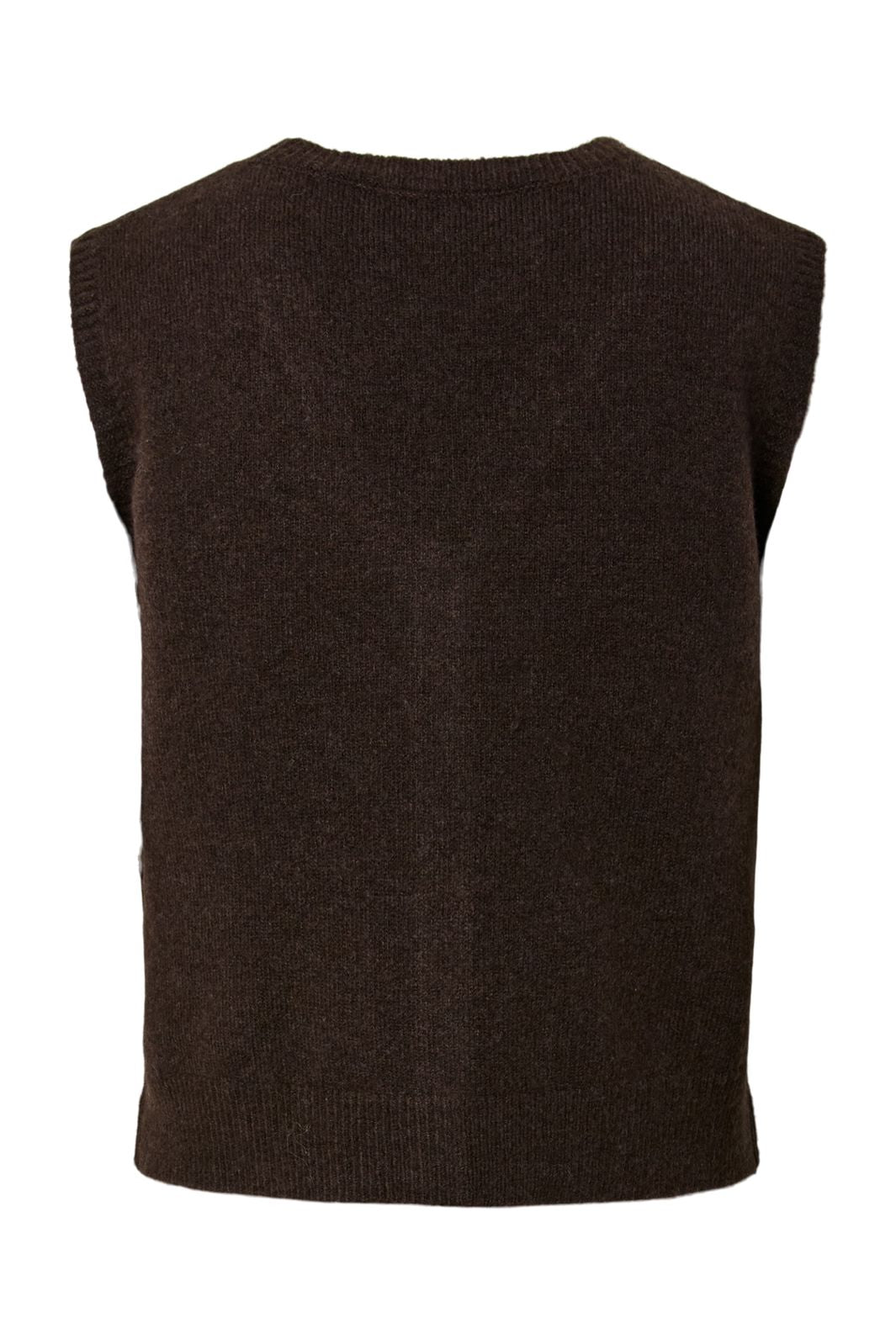 Pieces - Pcsally Sl V-Neck Knit Vest - 5105005 Hot Fudge Melange