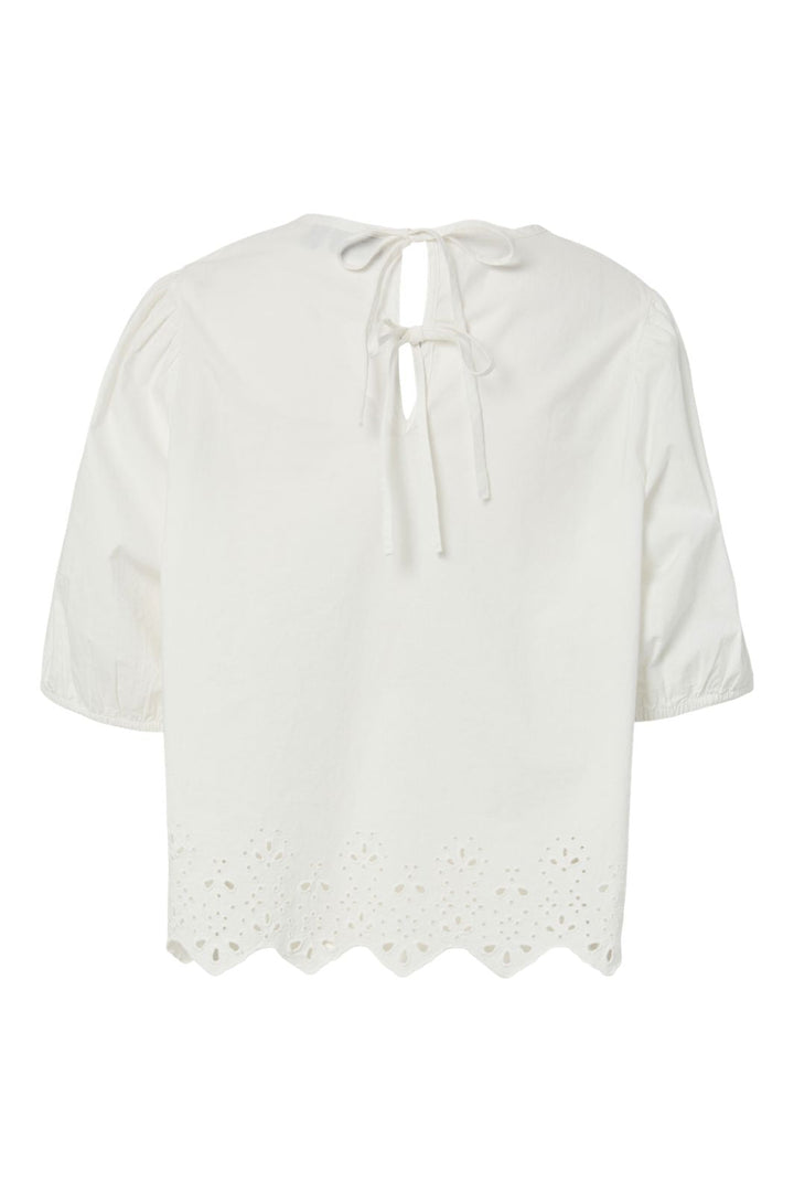 Pieces - Pcsalmina New 2/4 Top - 4940244 Cloud Dancer Embroidery