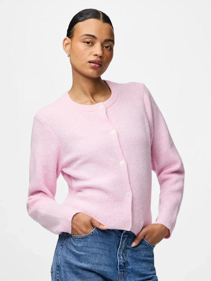 Pieces - Pcsilly Ls O-Neck Knit Cardigan - 4963880 Roseate Spoonbill Melange Cardigans 