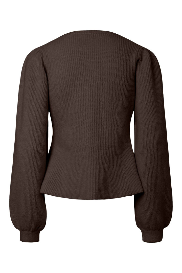 Pieces - Pcsilly Ls Puff Knit Cardigan - 5102717 Hot Fudge Melange