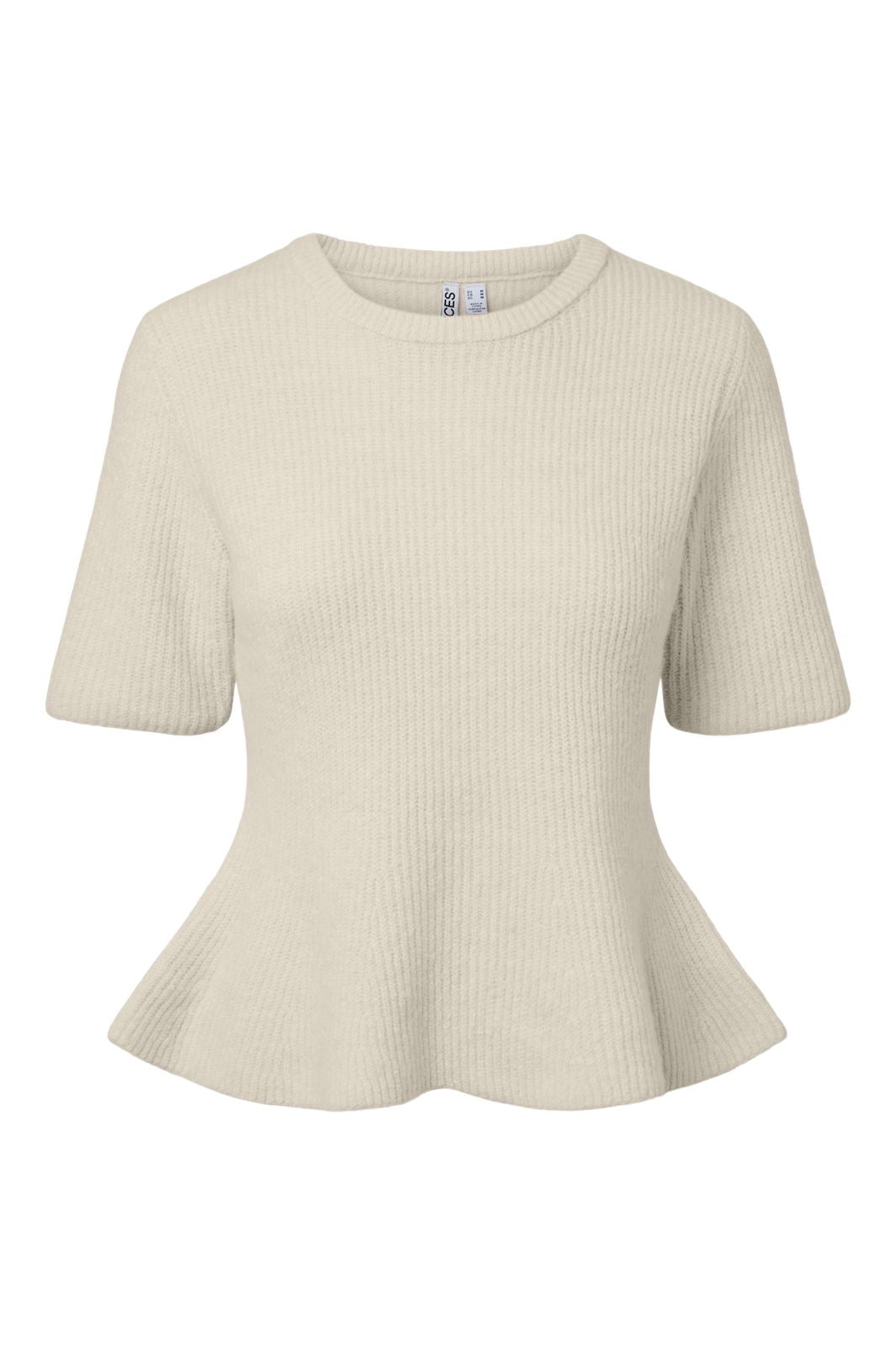 Pieces - Pcsilly Ss O-Neck Peplum Knit - 5171894 Birch Melange