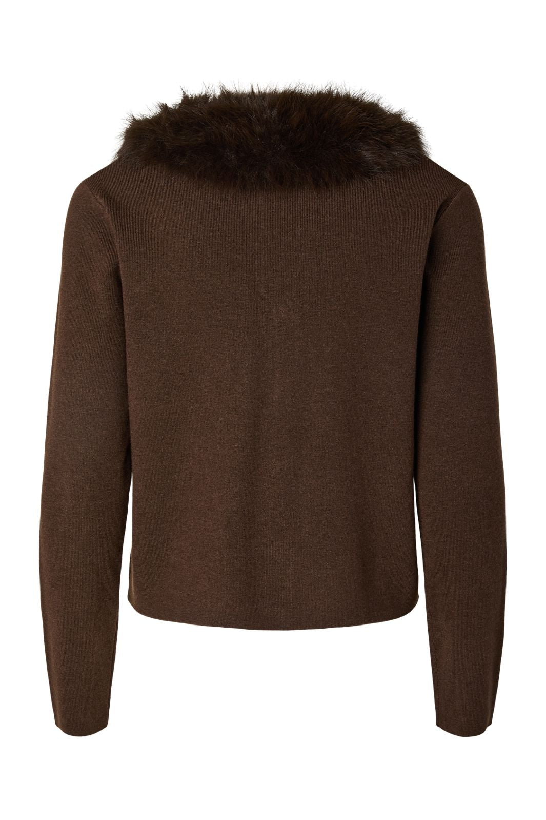 Pieces - Pcsinna Ls V-Neck Fluf Knit Cardigan - 5213548 Hot Fudge