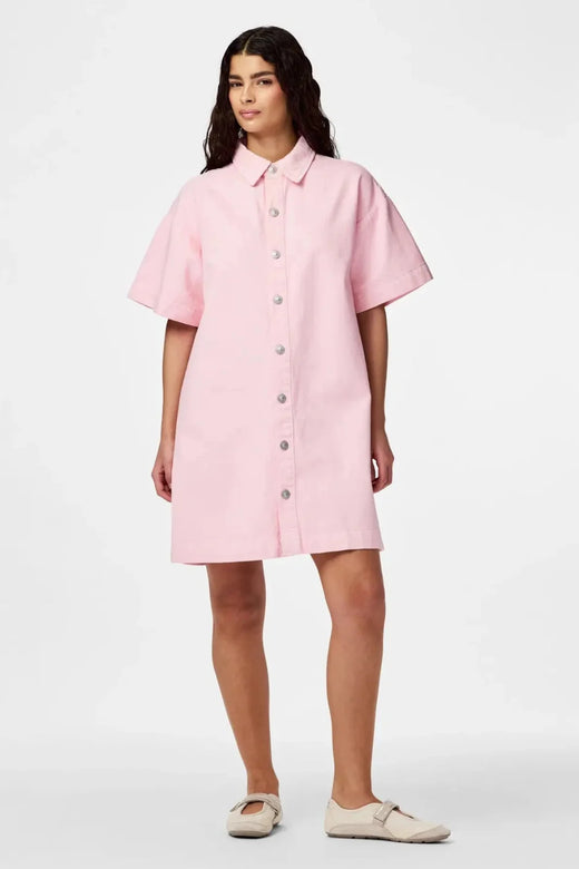 Pieces - Pcsky Ss A-Shape Denim Dress - 4993235 Roseate Spoonbill Kjoler 