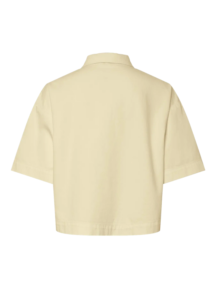 Pieces - Pcsky Ss A-Shape Denim Top - 4992607 French Vanilla Skjorter 