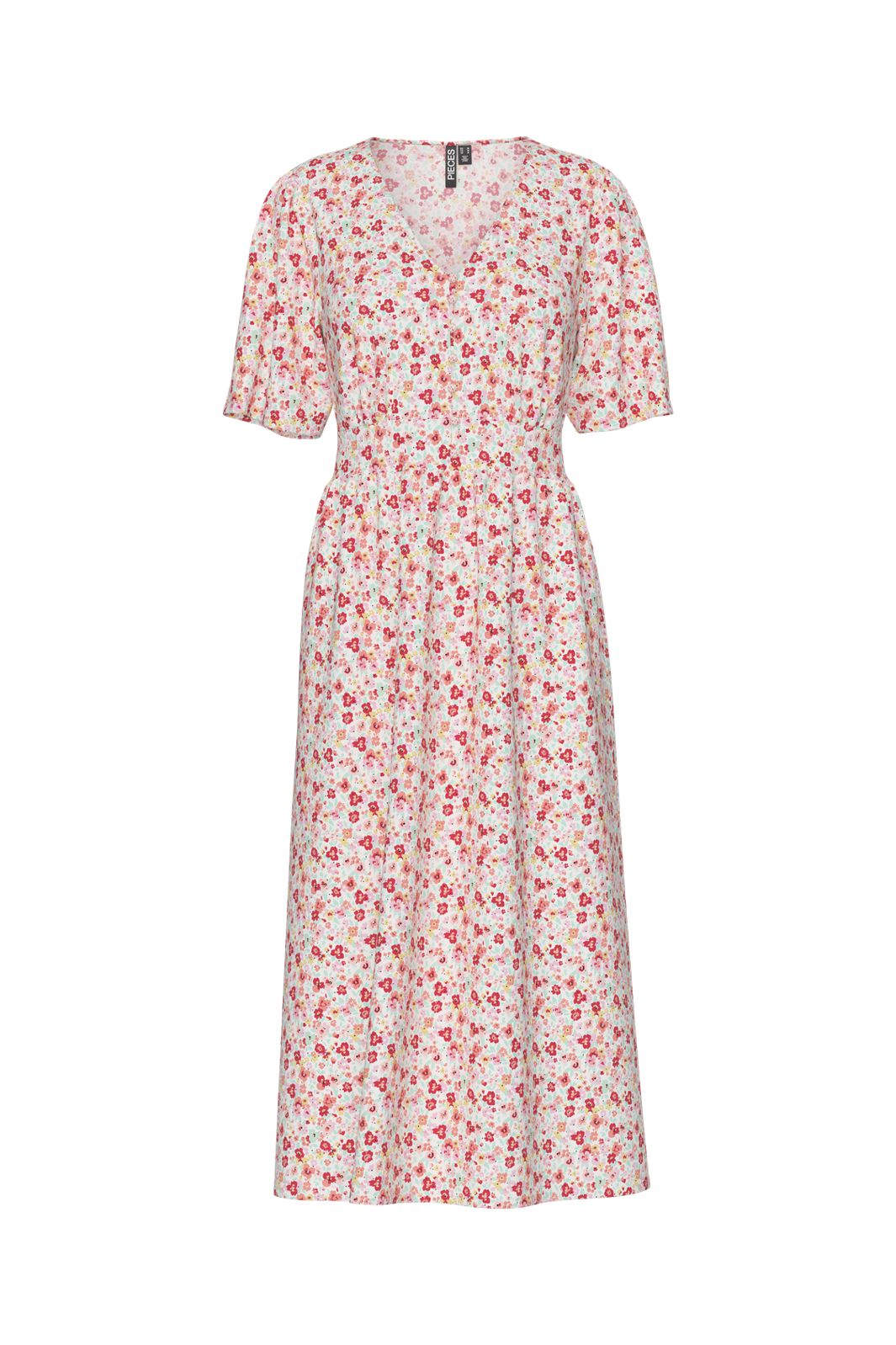 Pieces - Pctala Ss Midi Dress - 4764781 Cloud Dancer Multi Flower