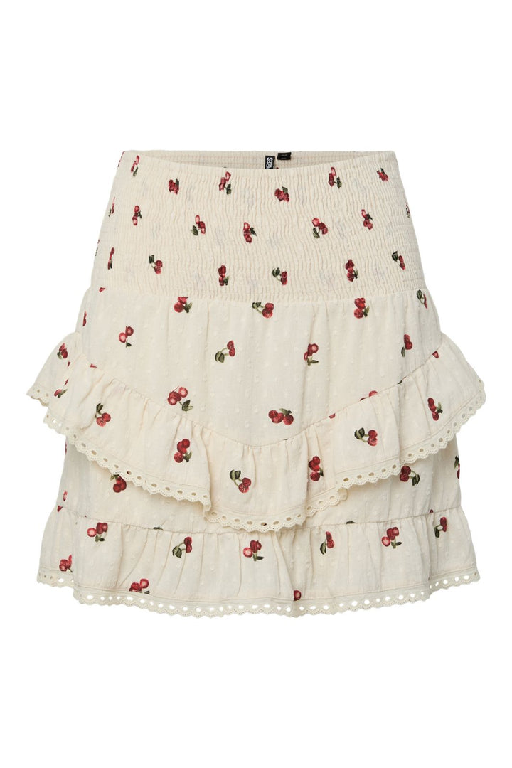 Précommande - Pieces - Pcthea Short Smock Skirt Pp - 4936524 Cloud Cream Cherries