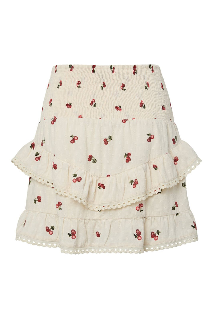 Précommande - Pieces - Pcthea Short Smock Skirt Pp - 4936524 Cloud Cream Cherries