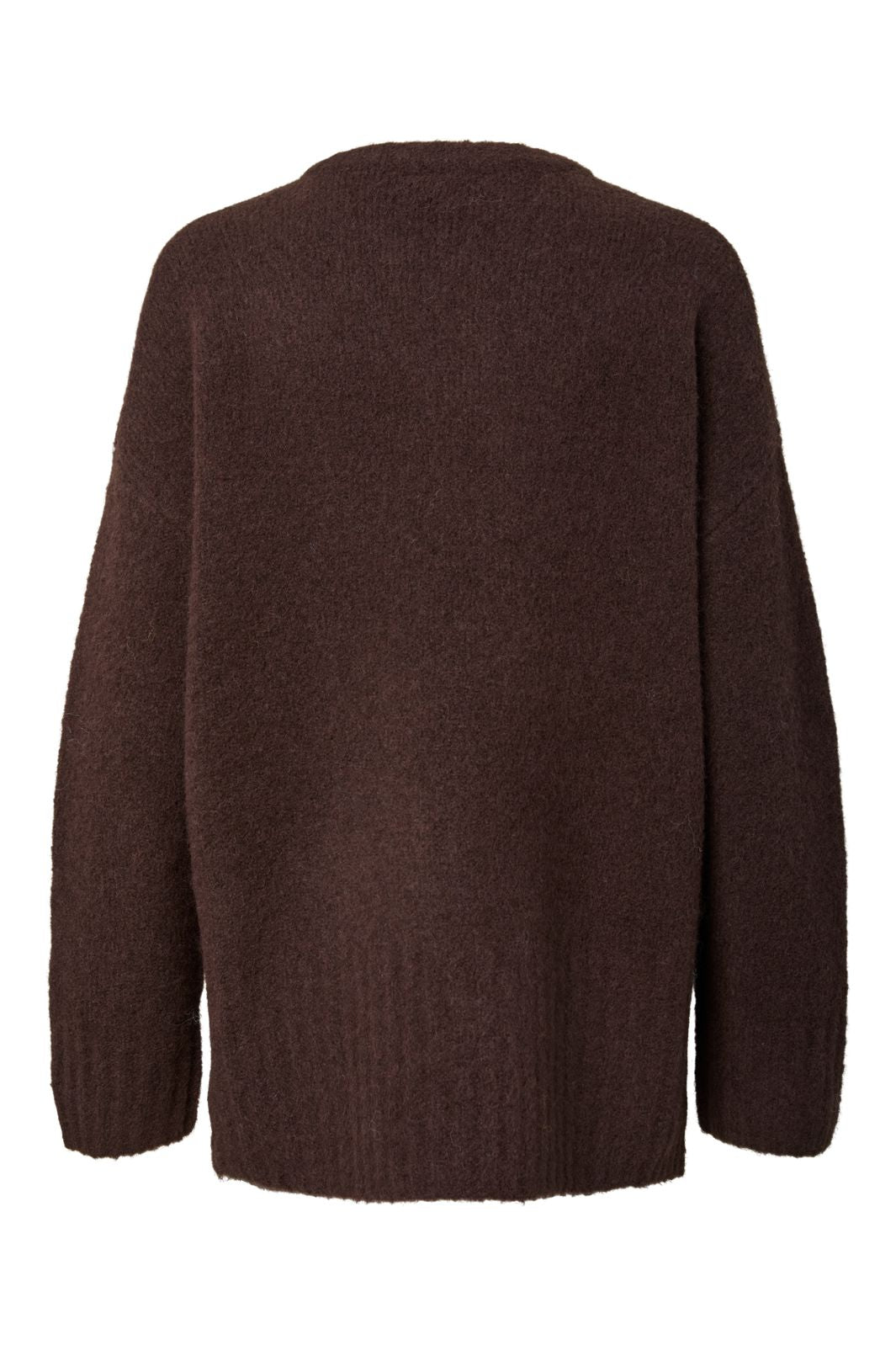 Pieces - Pctina Ls O-Neck Knit - 5087564 Hot Fudge Melange