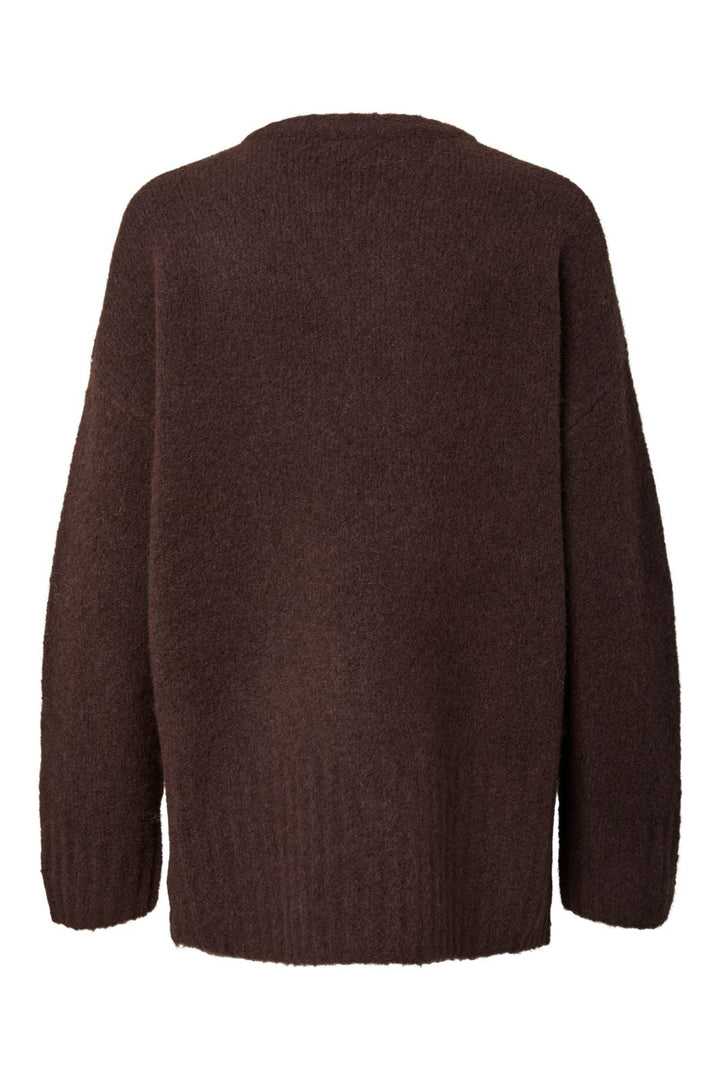Pieces - Pctina Ls O-Neck Knit - 5087564 Hot Fudge Melange