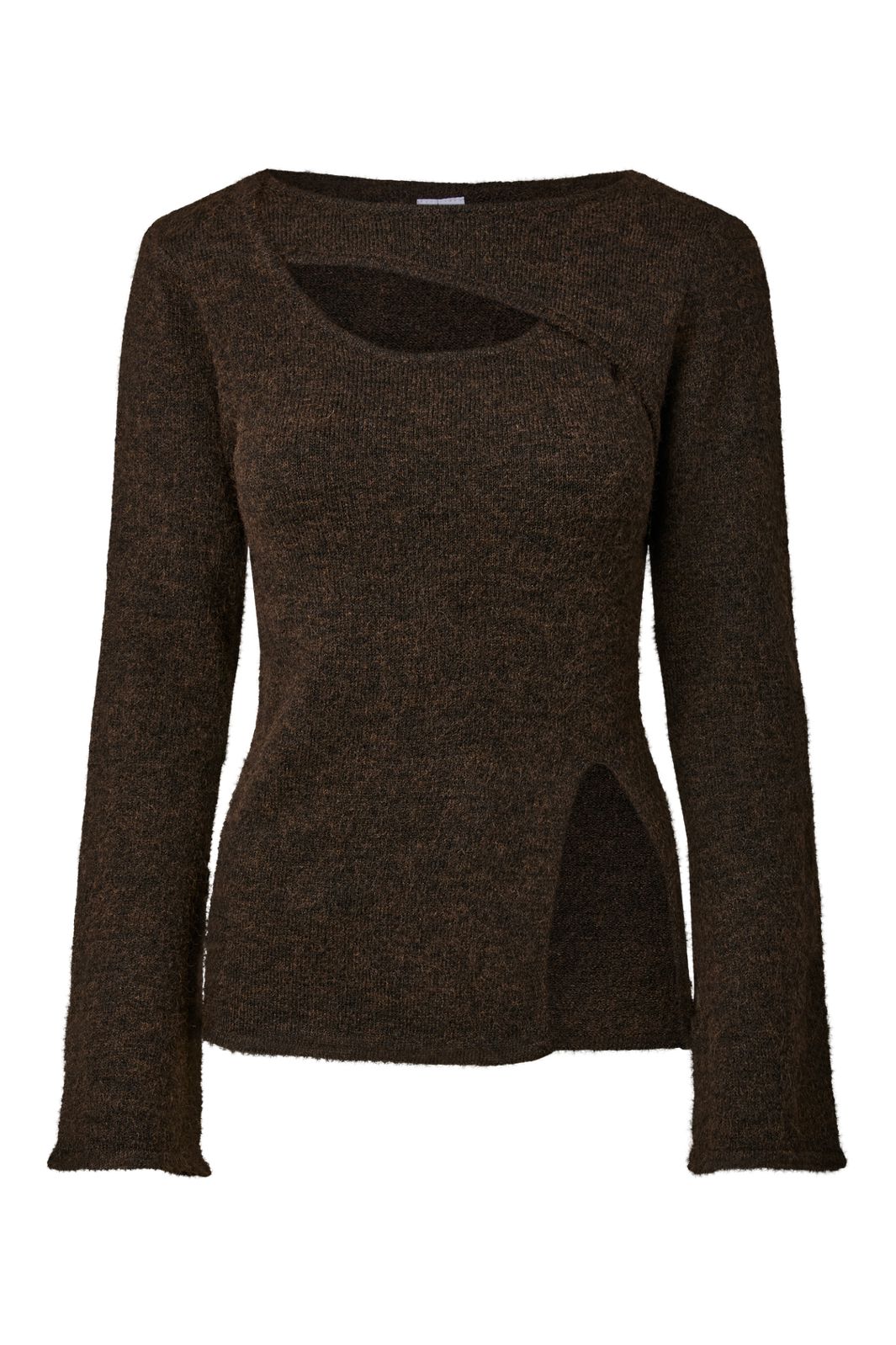 Pieces - Pcvallie Ls Slit Knit - 5183648 Hot Fudge