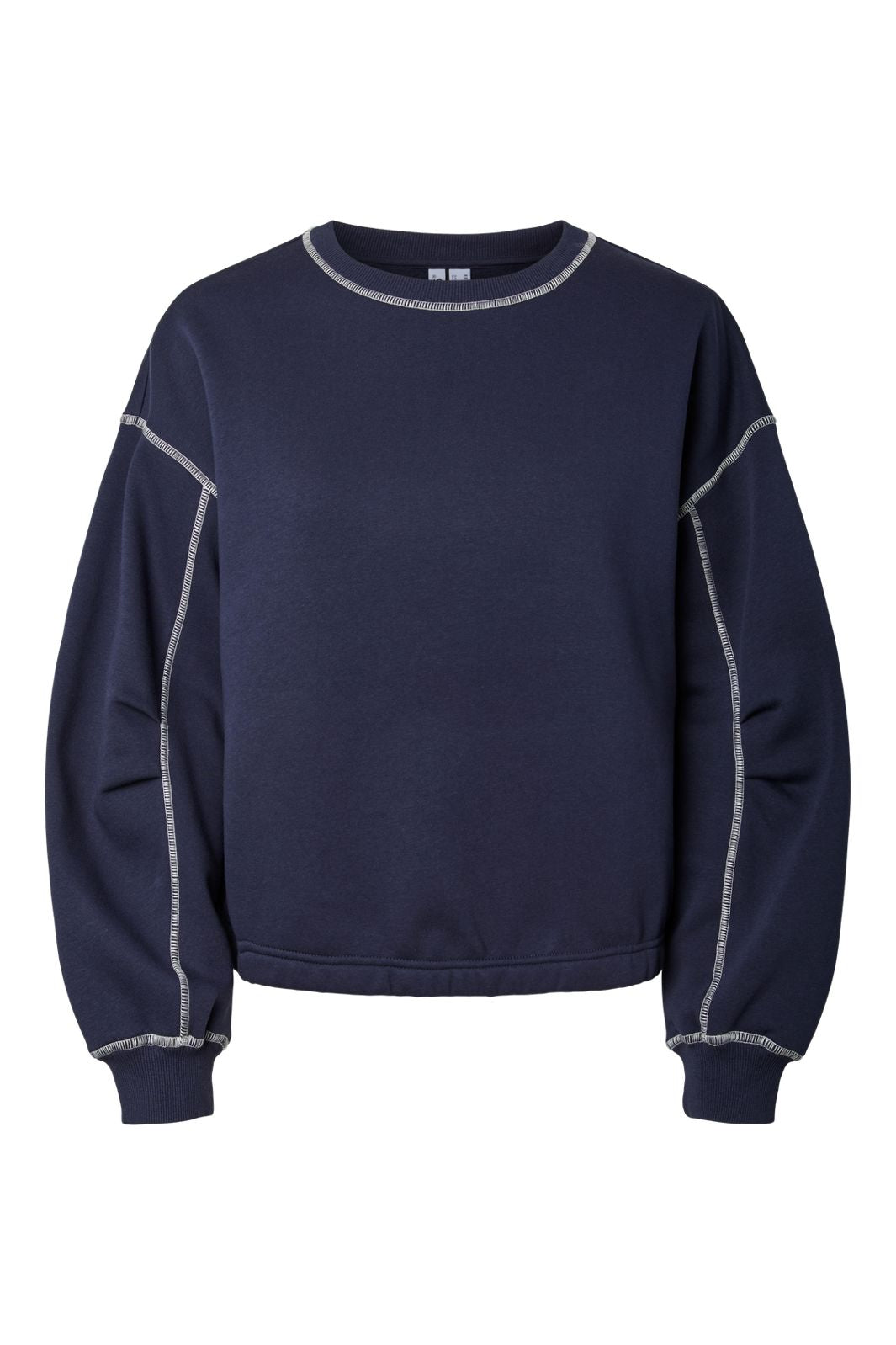 Pieces - Pcvega Ls Contrast Sweat - 5124544 Maritime Blue White Contrast
