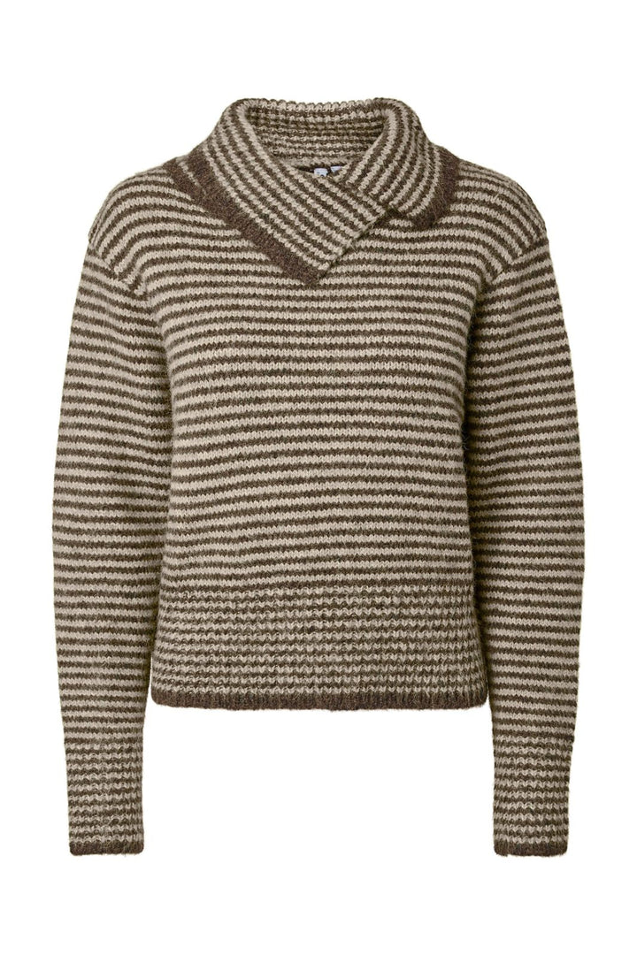 Pieces - Pcvena Ls Collar Knit - 5191869 Whitecap Gray Hot Fudge