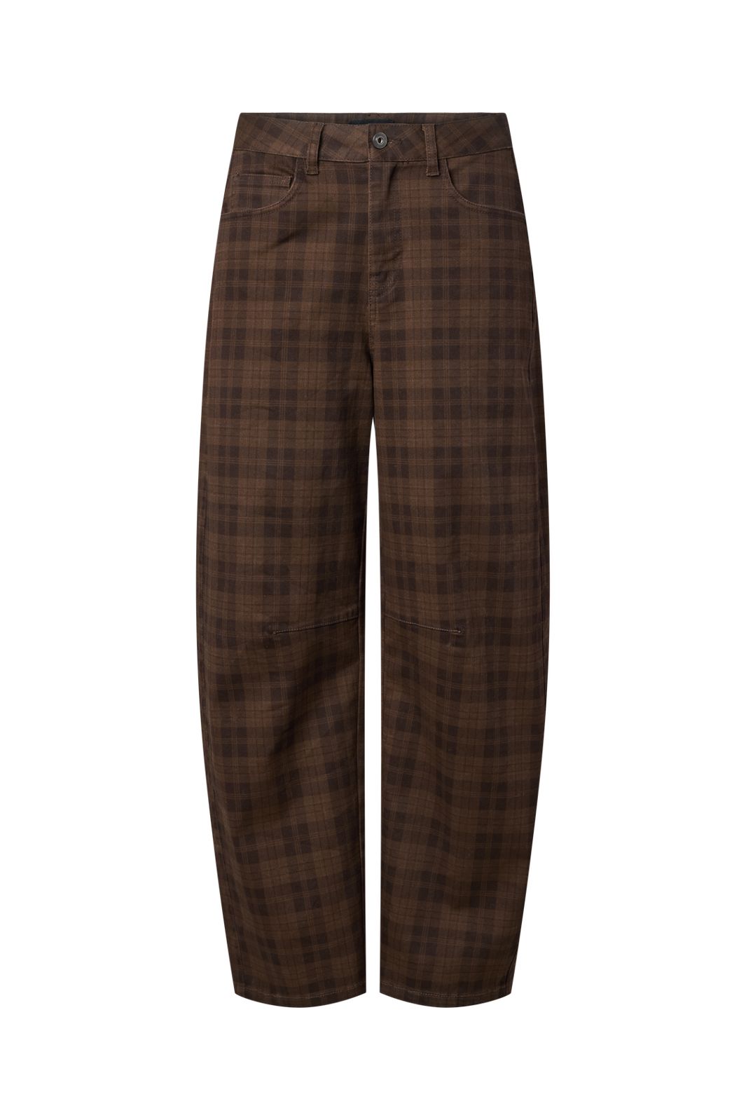 Pieces - Pcvera Barrel Check Jeans - 5176036 Mulch Fondue Fudge & Mole Check