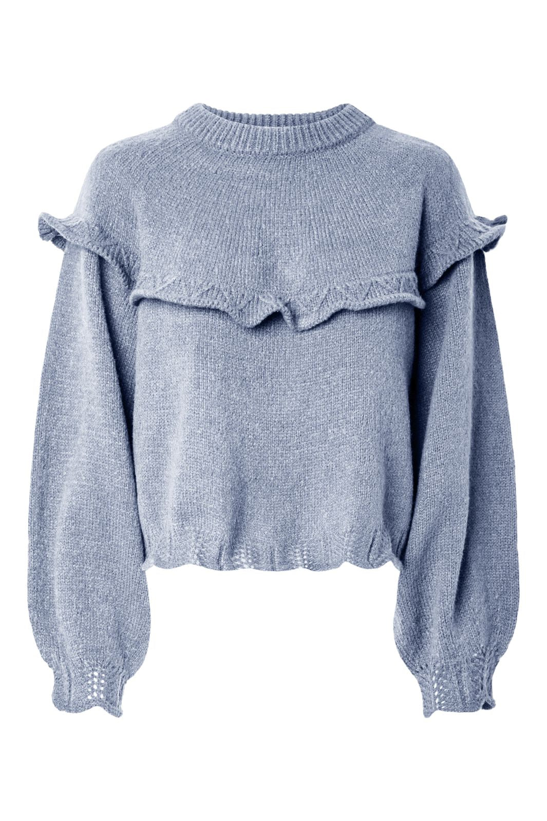 Pieces - Pcvisly Ls O-Neck Knit - 5174311 Ancient Water