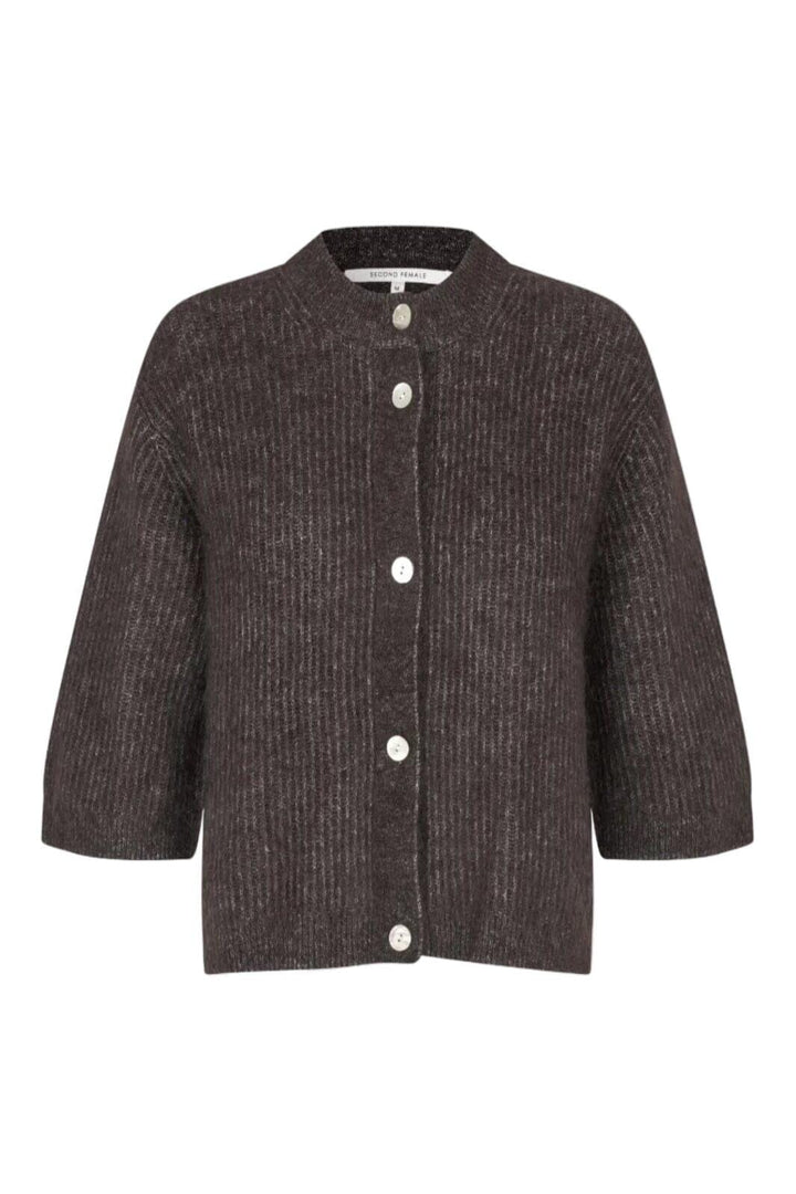 Second Female - Andrea Knit Rib Cardigan 58367 - 6150 Chocolate Torte Cardigans 