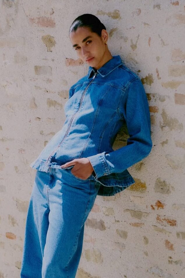 Second Female - Belton Peplum Denim Jacket 60444 - 5997 Blue denim Skjorter 