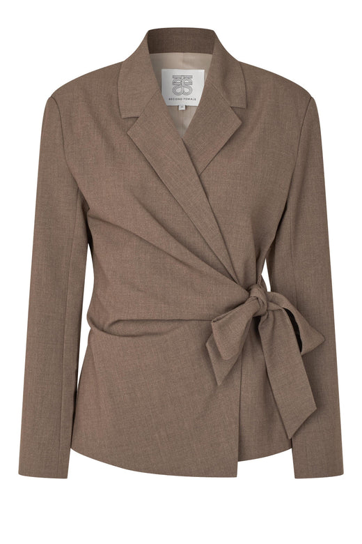 Second Female - Dakota Wrap Blazer 60407 - 6144 Mid Brown Melange Blazere 