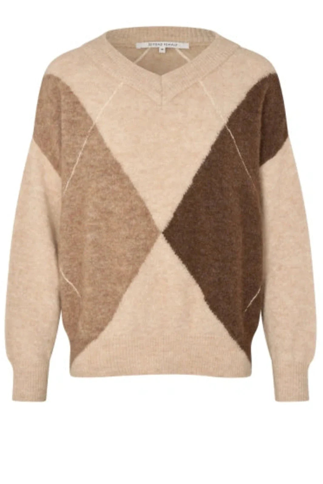 Second Female - Forca Knit V-Neck 61034 - 1041 Beige Melange Strikbluser 