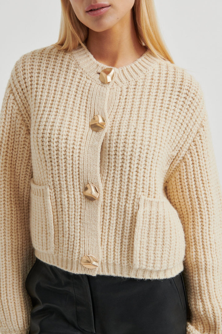 Second Female - Ulrikke Knit Cardigan 60463 - 0512 Soft Beige Cardigans 