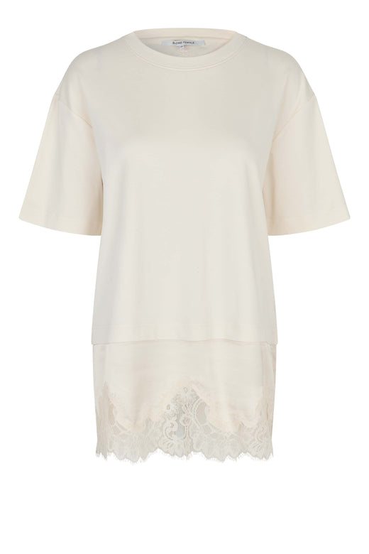Second Female - Vaccara Lace Tee 61136 - 1027 Egret T-shirts 