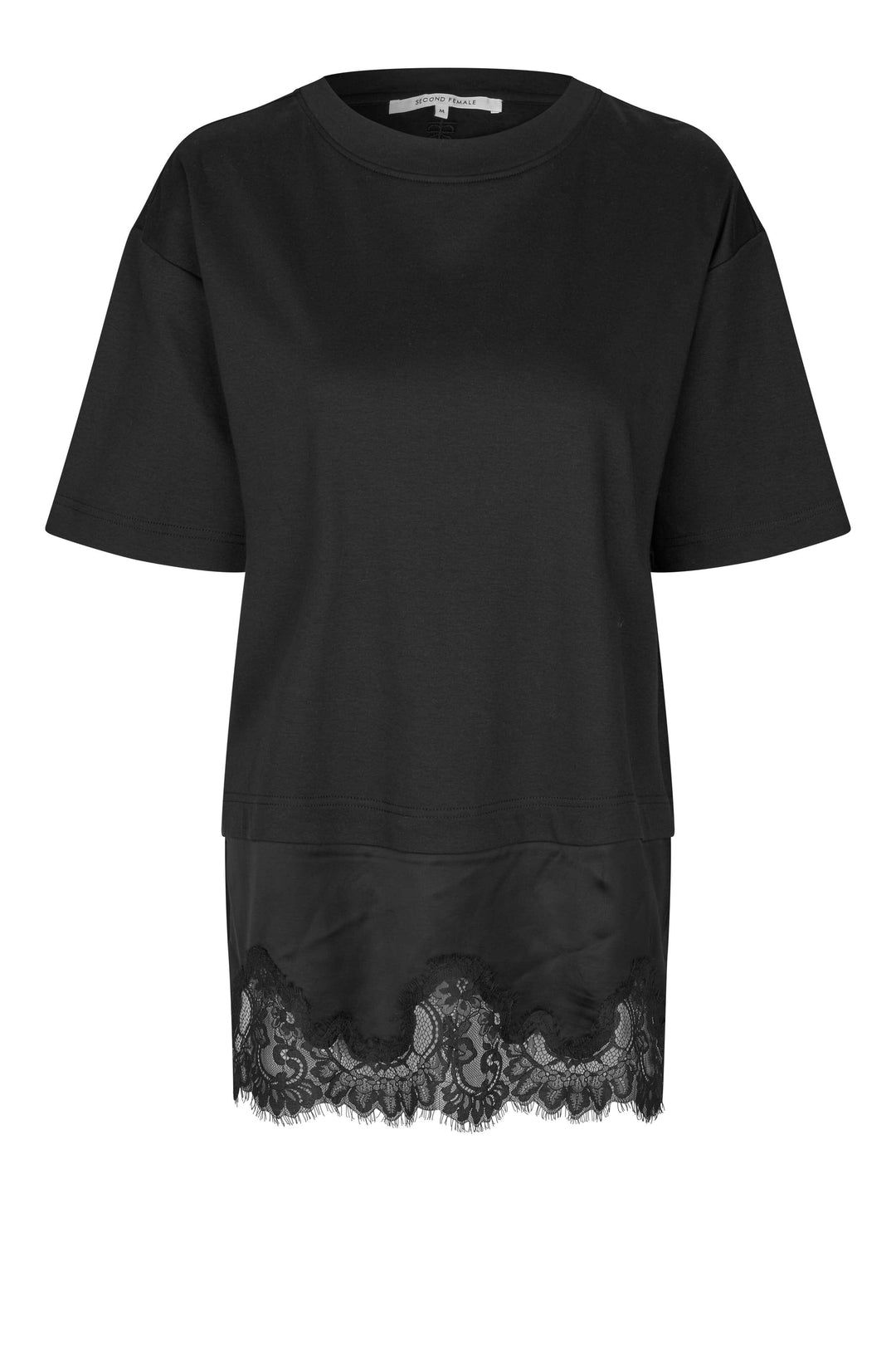 Second Female - Vaccara Lace Tee 61136 - 8001 Black T-shirts 