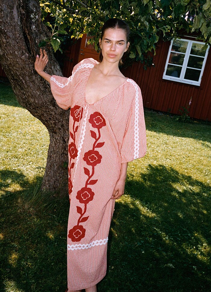 Sissel Edelbo - Abelone Dress SE 1794 - Red Flower Kjoler 