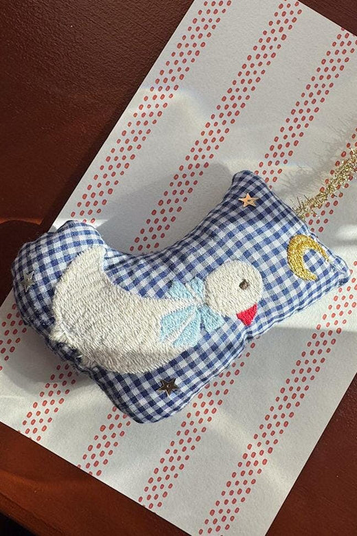 Sissel Edelbo - Stocking Goose Ornament Se 2130 - Navy Checks Julepynt 