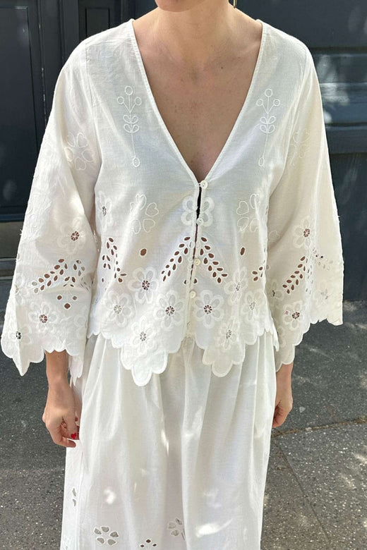 Sissel Edelbo - Trine Top SE 1636 - White Cutwork Bluser 