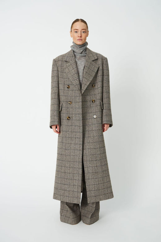Stella Nova - Masculine Oversized Coat Fc63-7615 - 917 Warm Grey MéLange Frakker 
