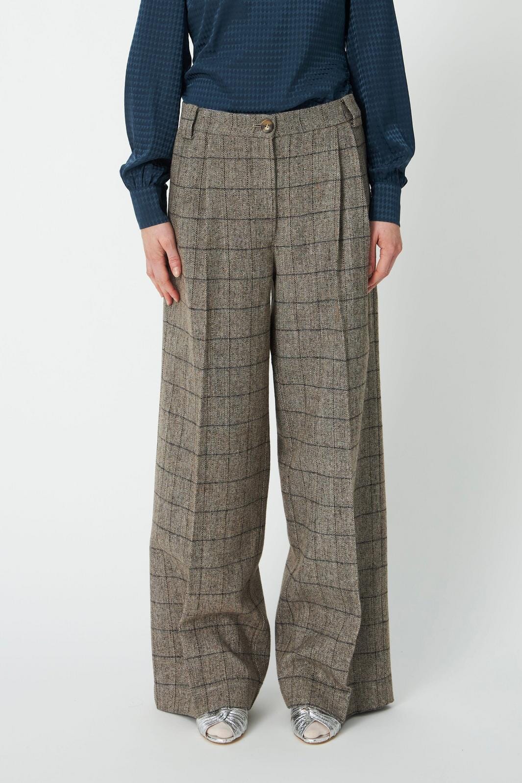 Stella Nova - Oversized Low-Waist Suiting Pants Fc63-6570 - 917 Warm Grey MéLange Bukser 