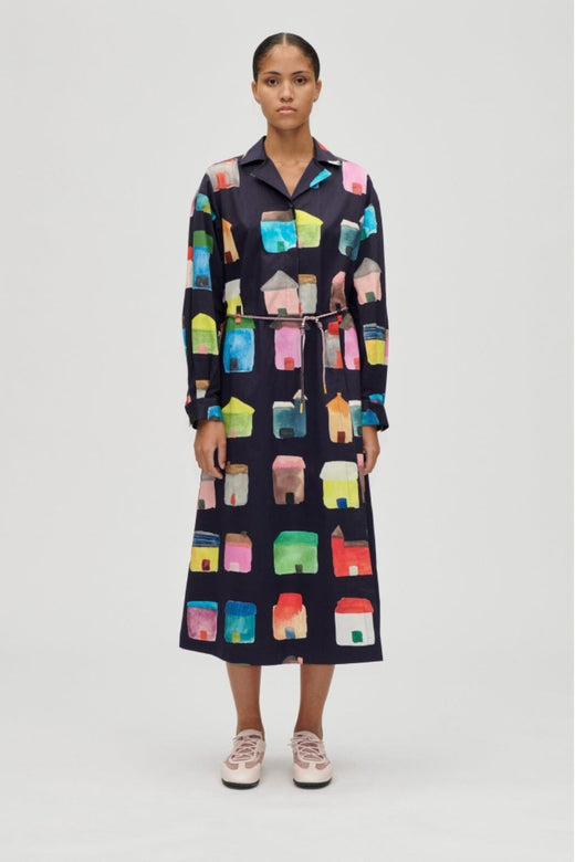 Stine Goya - 2340 Midweight Cotton, Long Sleeve Workwear Midi Dresssg-aw25-d172-2340 - Refugios