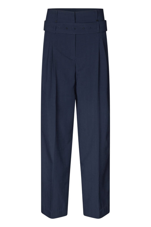 Stine Goya - 2435 Pinstripe Tailoring, Belted Tailored Pantssg-aw25-p113-2435 - Dark Blue