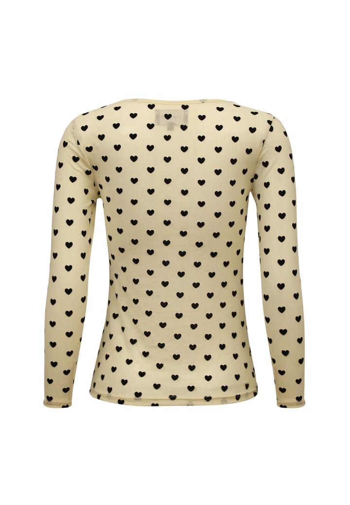 Liberte - Mesh Ls Tshirt, Flock 22081 - Ivory Heart