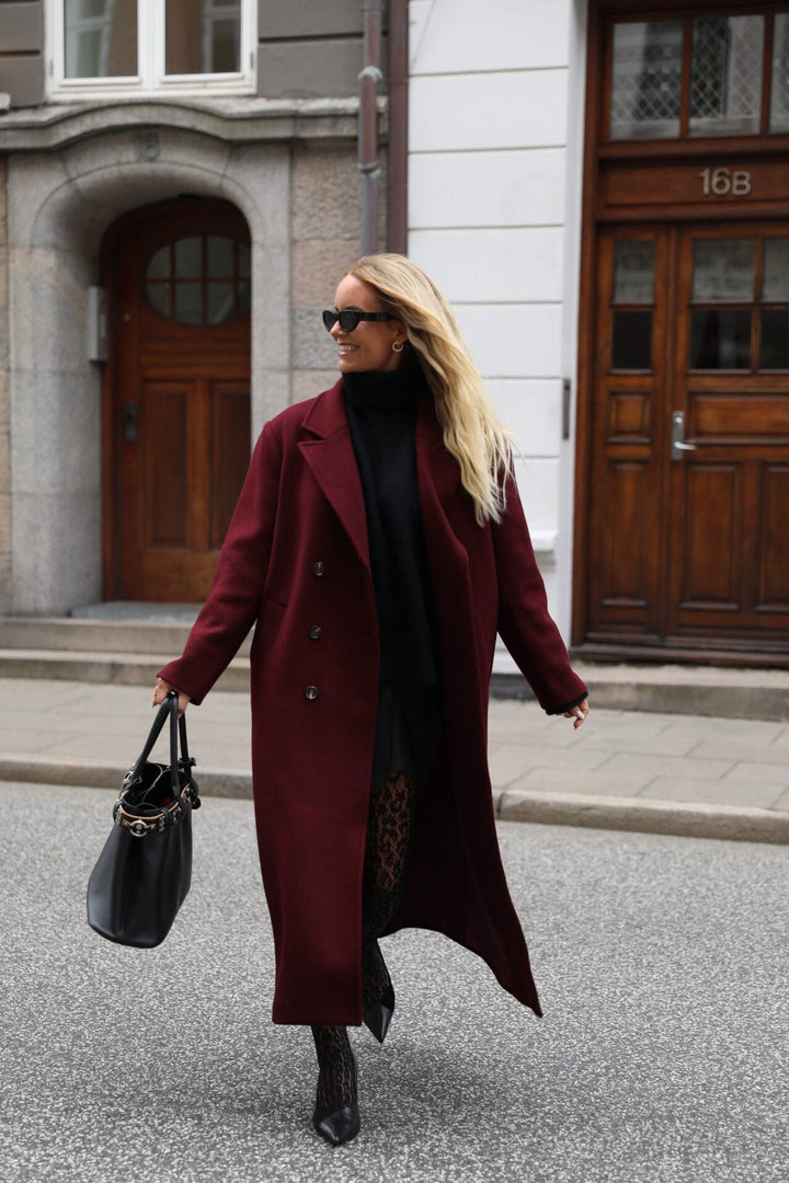 Valentin Studio - Boyfriend Wool Coat 160854 - 174 - Burgundy Jakker 