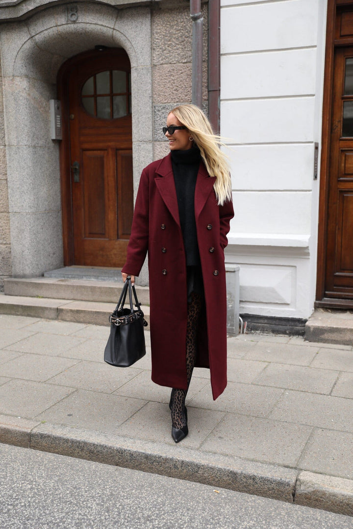 Valentin Studio - Boyfriend Wool Coat 160854 - 174 - Burgundy Jakker 